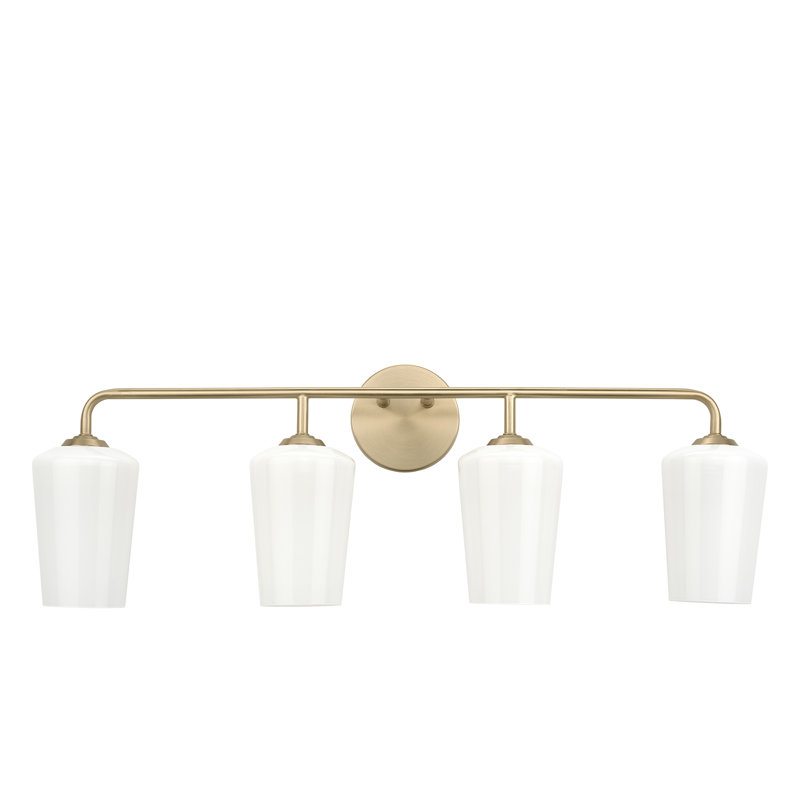 Celino Four-Light Bath & Vanity with Glass, Bronze, White