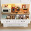 Cage Farmhouse Pantry, armoire de 71 po de hauteur avec prise de courant, éclairage à DEL, 2 tiroirs, 8 portes et rangement ouvert pour la cuisine et la salle à manger-627477102-631202091