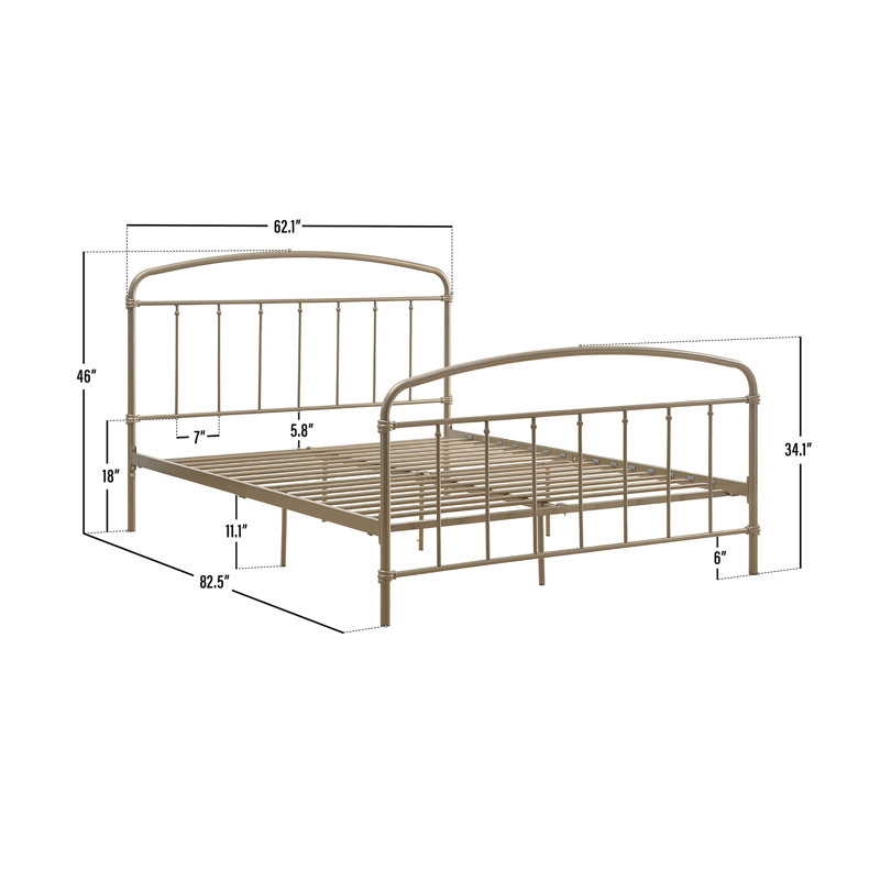 Bernel Metal Slat Bed, Queen, Gold