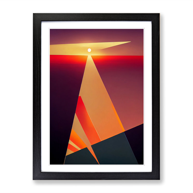 Sunset Futuristic - Picture Frame Print, 64cm H x 25cm W x 2cm D, Oak