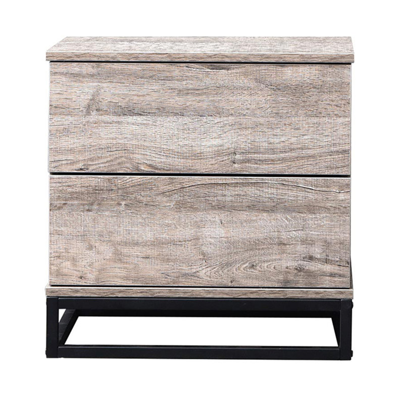 Bloomsbury 50cm W Manufactured Wood Bedside Table, Black/Alaska Oak