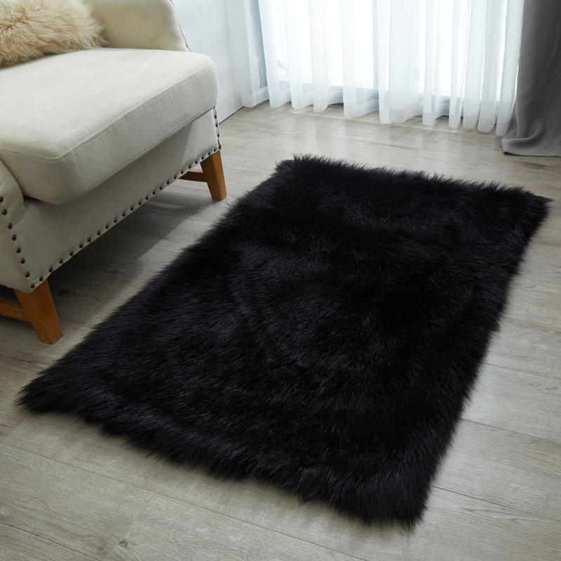 Enrica Soft Fluffy Black Area Rug 