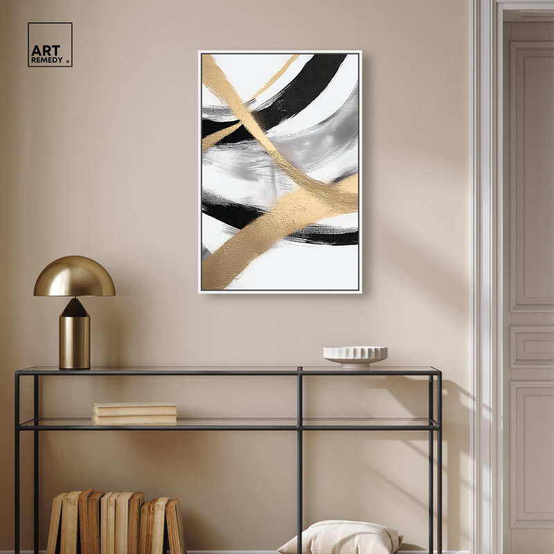 Décoration murale Midas Arc Waves II par Art Remedy, cadre blanc, 20 x 30, H 31 po x l 21 po, Cadre blanc