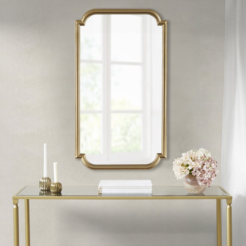 Miroir mural festonné en bois avec finition dorée | Idée de cadeau