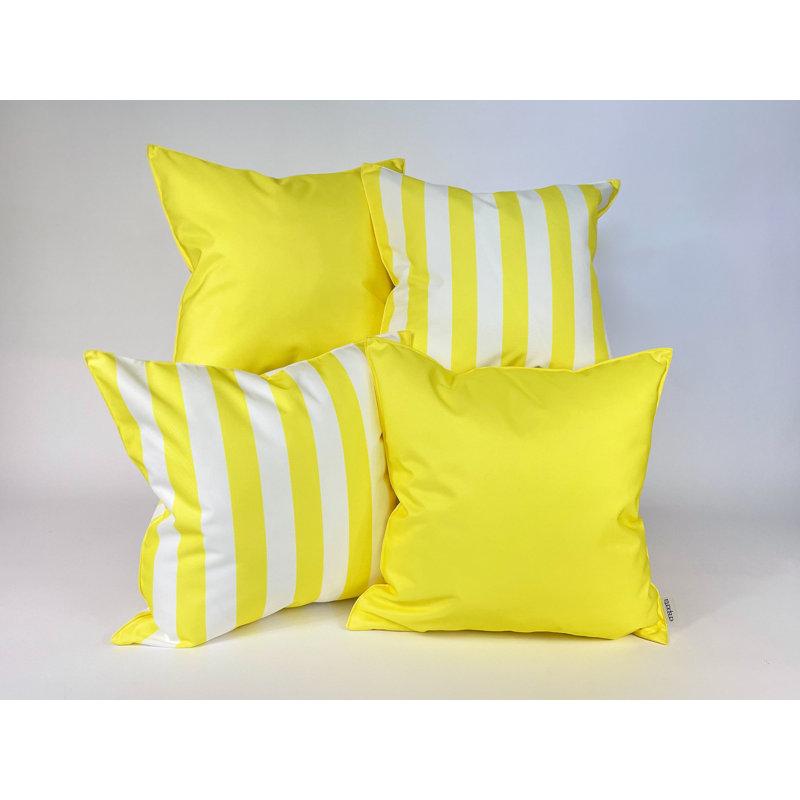 Solid and Stripe Outdoor Accent Pillow Cover Set, Illuminating
