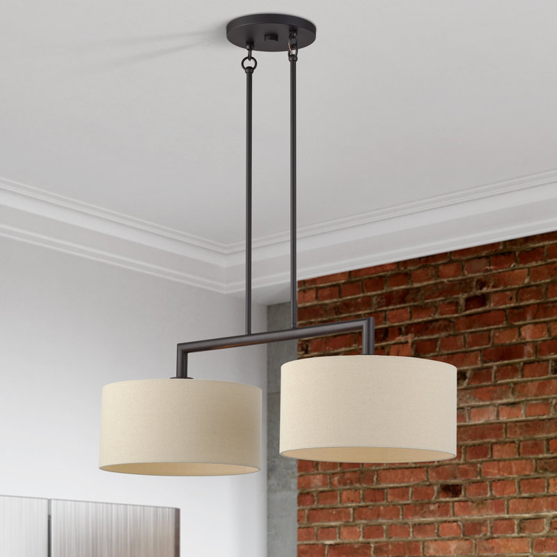 Grand lustre linéaire Hendrix, Bronze, Deux lumières, H 20,75 po x l 35 po x P 14 po