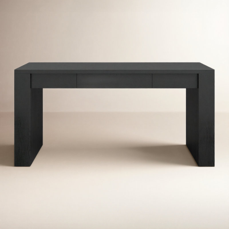 Bureau en bois Steph, Noir, noir, noir, noir