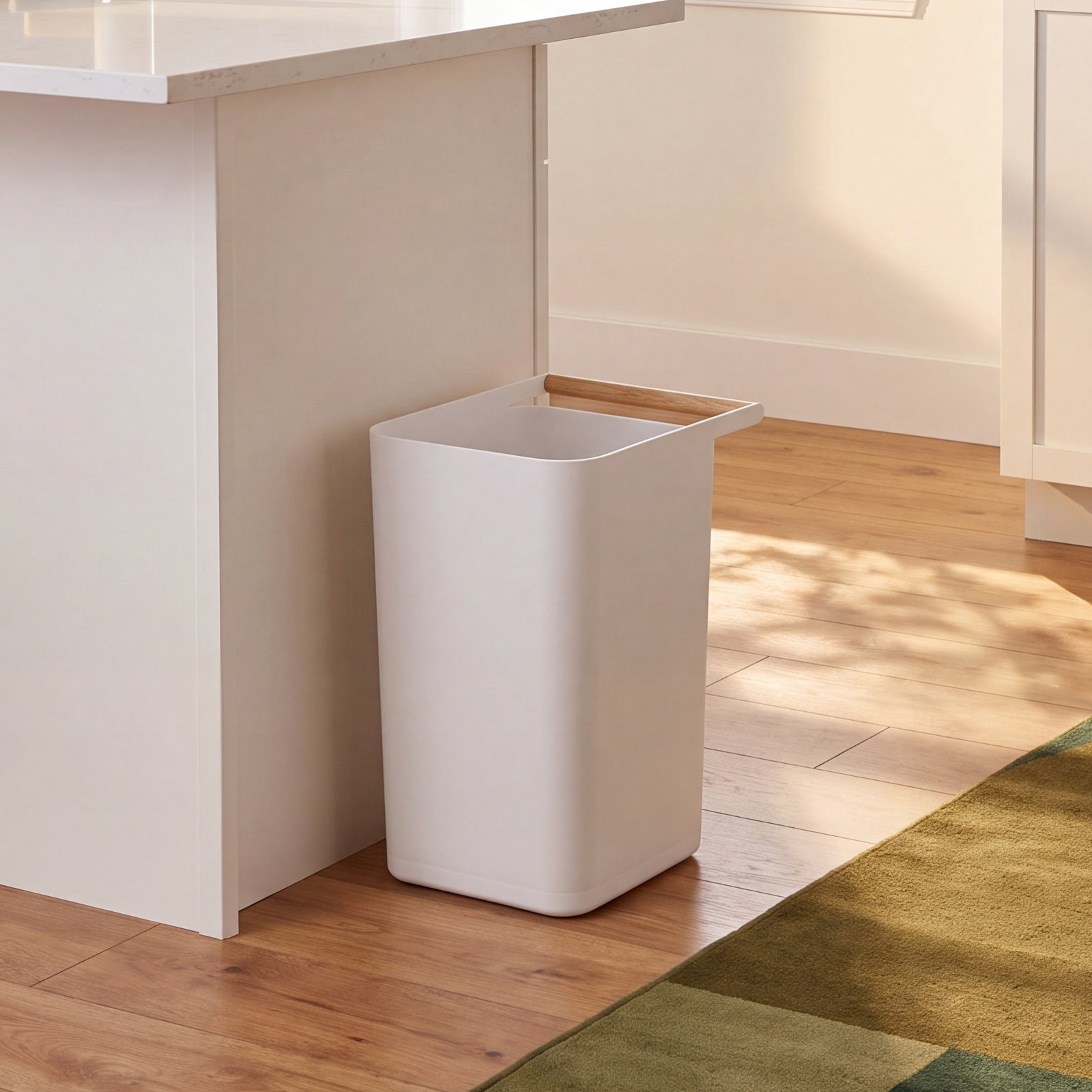 Yamazaki Home Como 2.5gal Trash Can, White