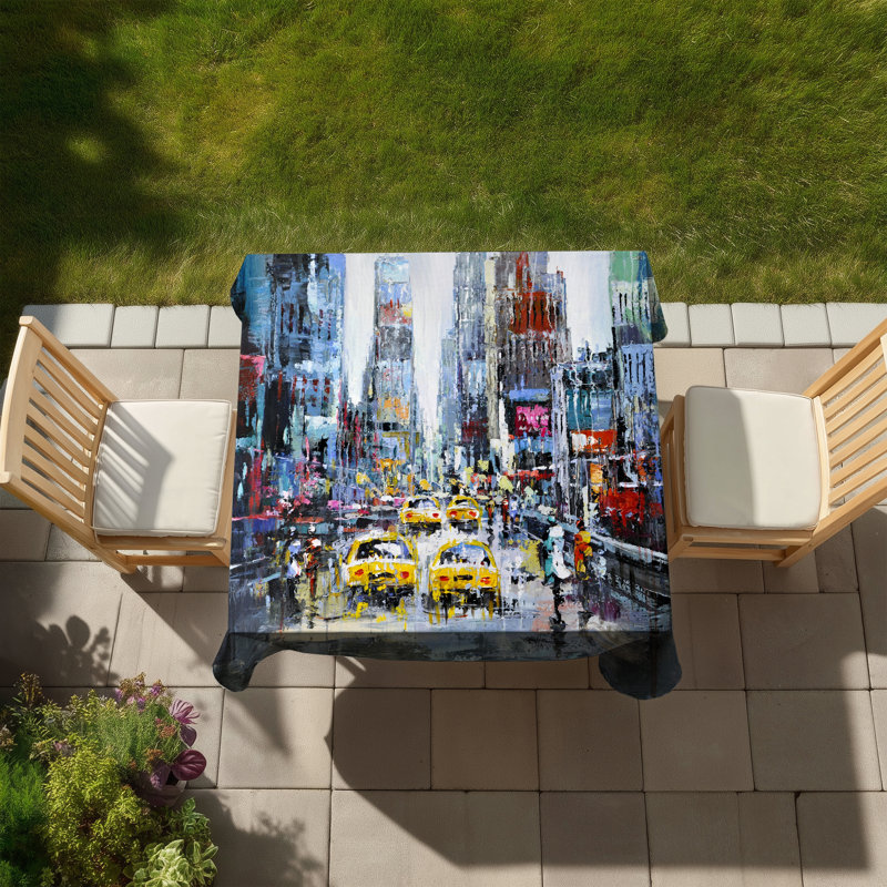 Urban Scene Yellow Taxis Tablecloth | Contemporary Home Decor