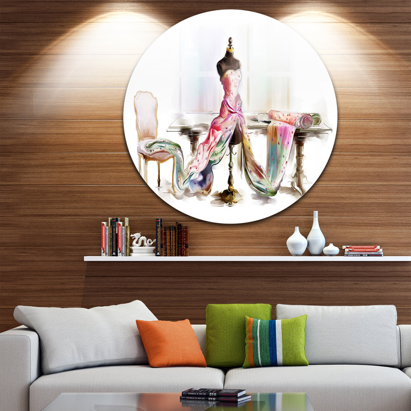 « encollé table mannequin' », peinture rose/blanc, H 38 po x l 38 po x P 1 po, Métal