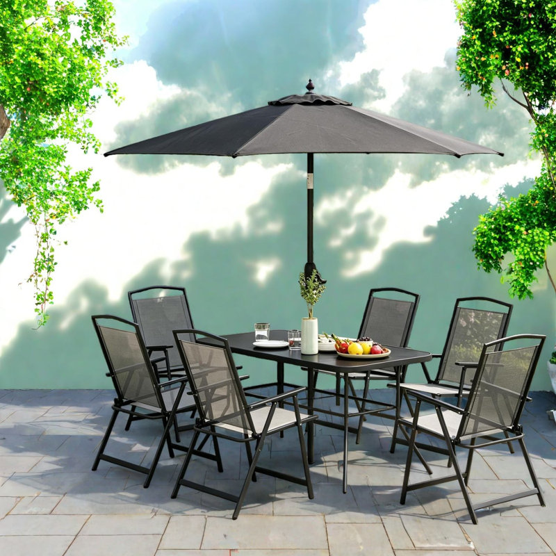 Pièce ensembles de salle à manger de patio, maille métallique, salle à manger extérieure portable moderne