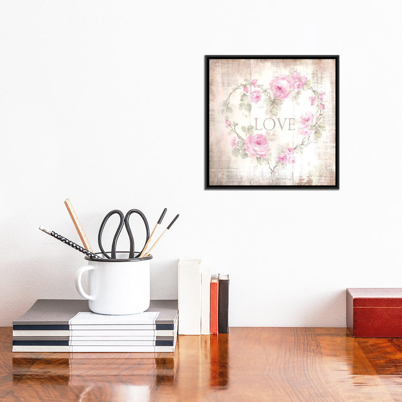 " Love Sign " by Debi Coules, 12" H x 12" W x 1.5" D, Black Framed Canvas