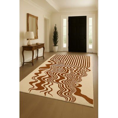 Tapis vert tissé à rayures Mosso