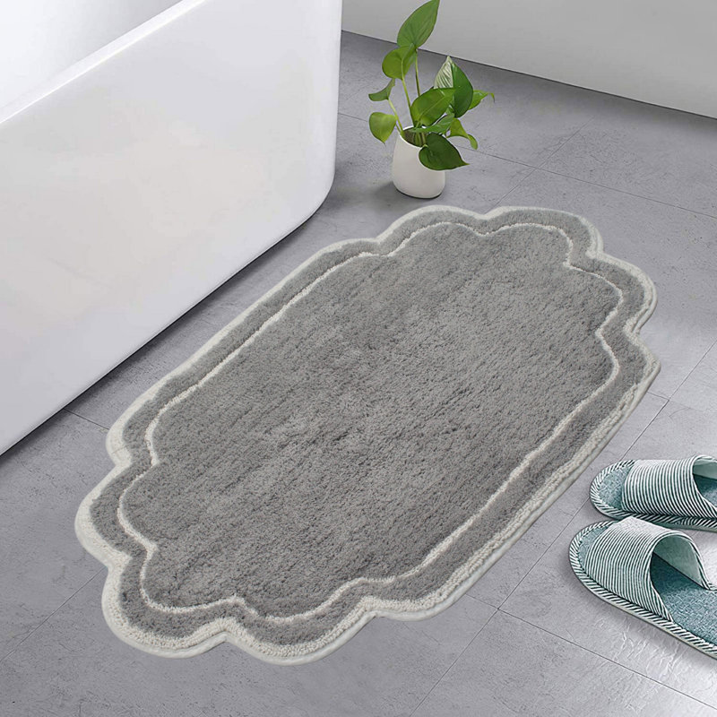 Tapis pour salle de bain Dobrinka, Gris, 21 po x 34 po (rectangulaire)