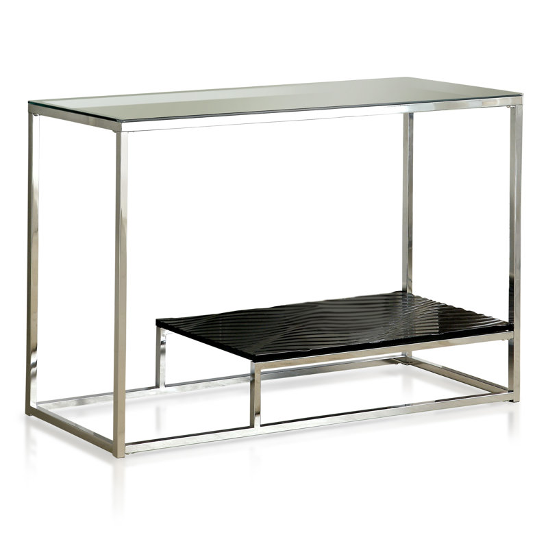 Saniyah 121.92cm Glass Top Console Table, Black