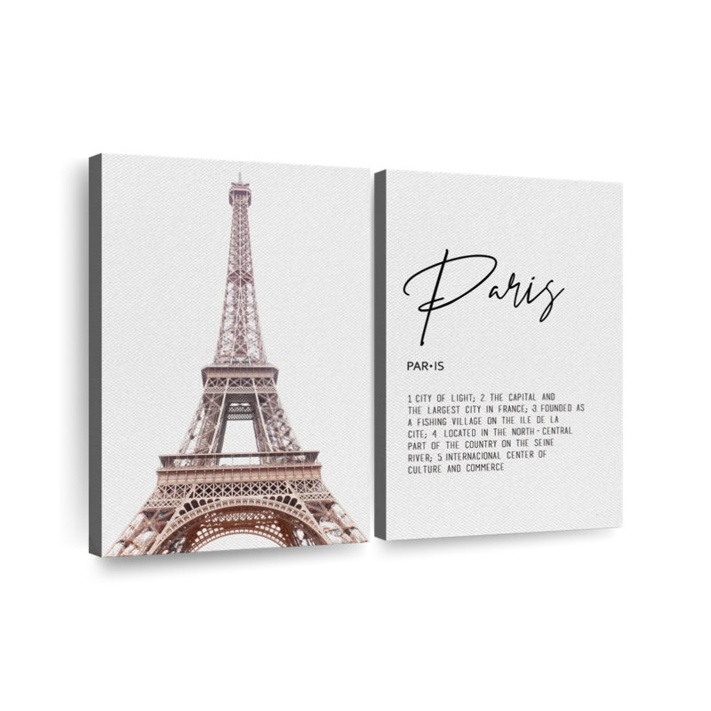 «Eiffel Tower Paris», définition sur toile 2 pièces, H 48 po x l 66 po x P 1 po