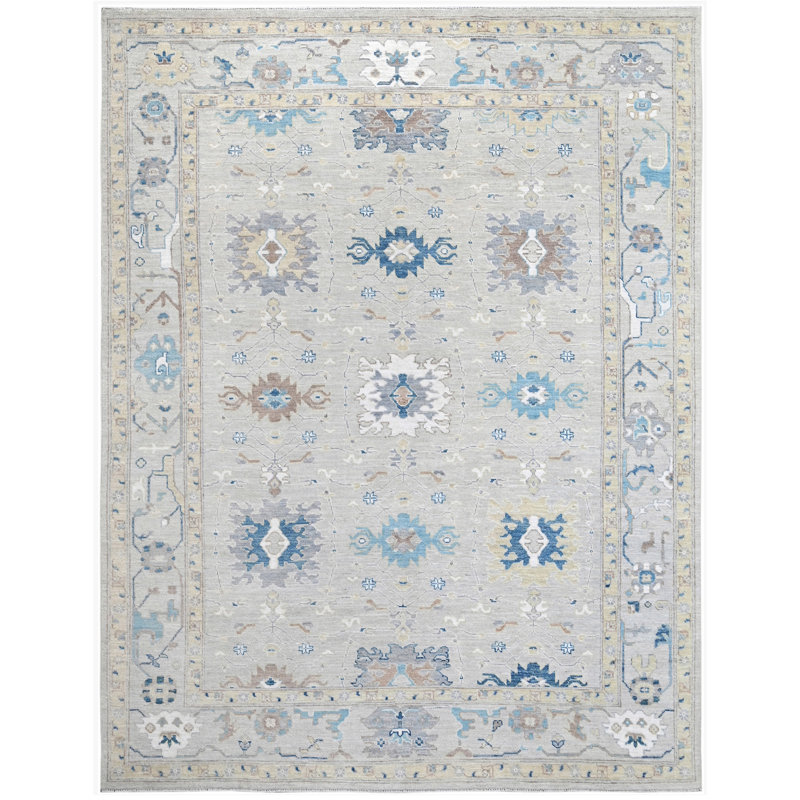 Tapis argent noué à la main de haute qualité