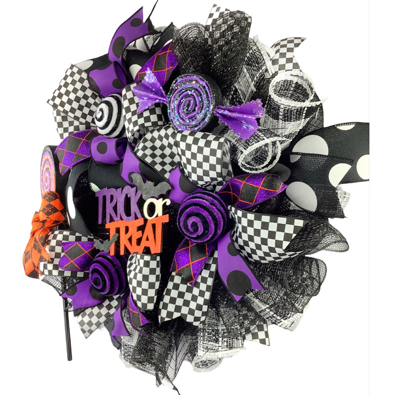 Couronne en maille décorative lumineuse Trick Or traiter 18 "