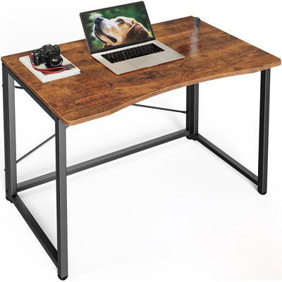 Folding Desk For Small Spaces, 31.5 Inch Foldable Computer Table, For Home Office, Study, Bedroom, Dorm, Space Saving, Small Writing Work Office Computer Desk, Easy To Fold, Rustic Brown