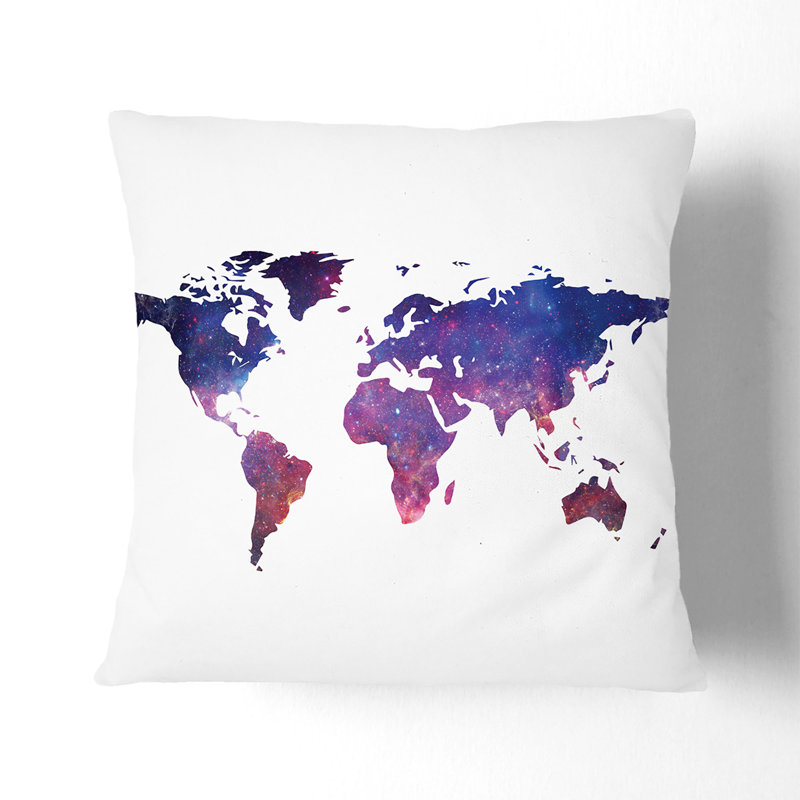 A Cosmic Map Of The Earth In Abstract Square Throw Cushion, 55 x 55 cm, Stone