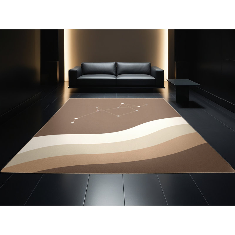 Tapis brun / beige Palvinder minimaliste lavable à la machine, 7 x 10