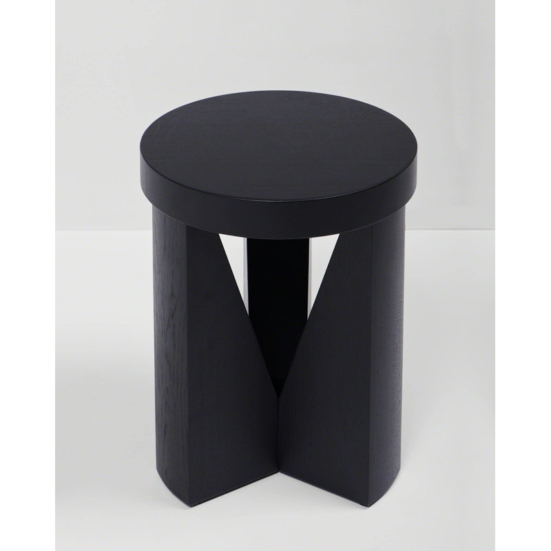 Cugino Solid Wood Abstract End Table, Black