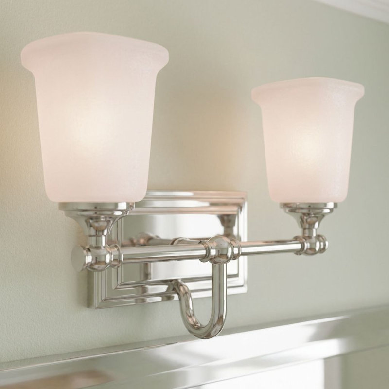 Nicholas 2-Light Brushed Nickel Vanity Light, Brushed Nickel, Opal