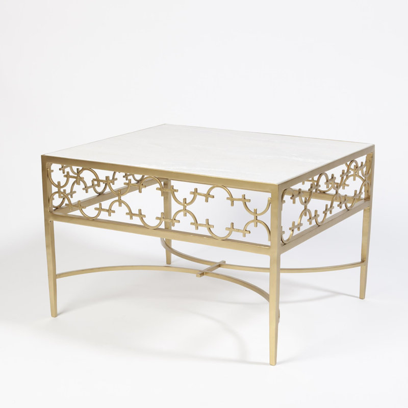 Granite Cocktail Table, Gold, White