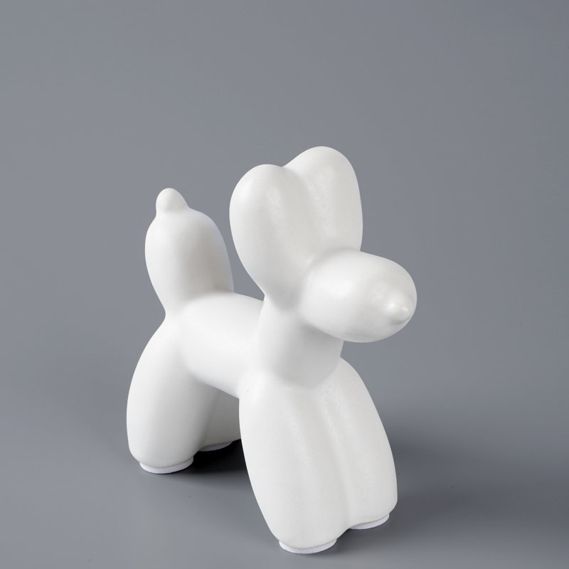 White Cute Ceramics Statue Crafts Living Room Desktop Decorations,Handmade Modern Small Ceramic Animal Statue Ornament Home Decor Accents