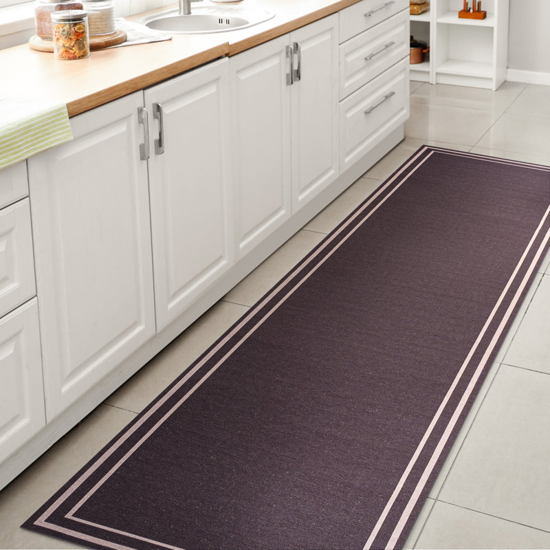 Tapis mauve foncé / mauve clair à 2 rayures Mariques Classic, Tapis de couloir 2 pi x 8 pi