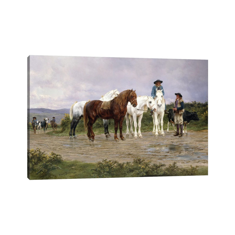 Pyrenees Farmers Market Bound, 1884 by Rosa Bonheur - Wrapped Canvas Print