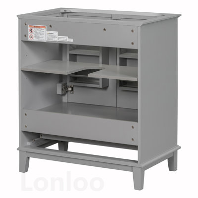 Base de meuble-lavabo multifonctionnelle avec portes, tiroir et tablette réglable