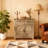 Light Gray-Washed Wood Farmhouse Barn-Door Storage Cabinet, Coffee Bar Buffet Sideboard For Kitchen And Living Room-1219262486