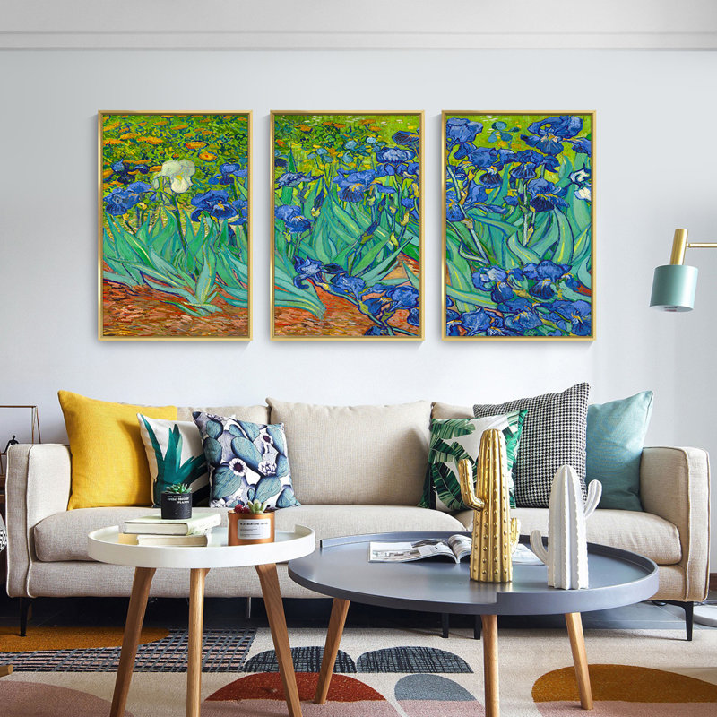 Art mural encadré en aluminium Van Gogh, Doré, H 24,3 po x l 48,3 po x P 1,65 po