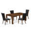 L'ensemble de table de salle à manger 5 pièces comprend une table de cuisine rectangulaire en bois rustique et 4 chaises de salle à manger Parson en tissu de couleur noire, noyer antique-666724494-666724491-666754225