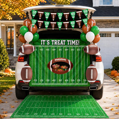 Football Trunk or Treat Car Decorations Kit, Halloween Trunk or Treat Decorations for with Backdrop, Tablecloth, Banners, Cutouts and Balloons for Car Archway Garage Door Party Decor