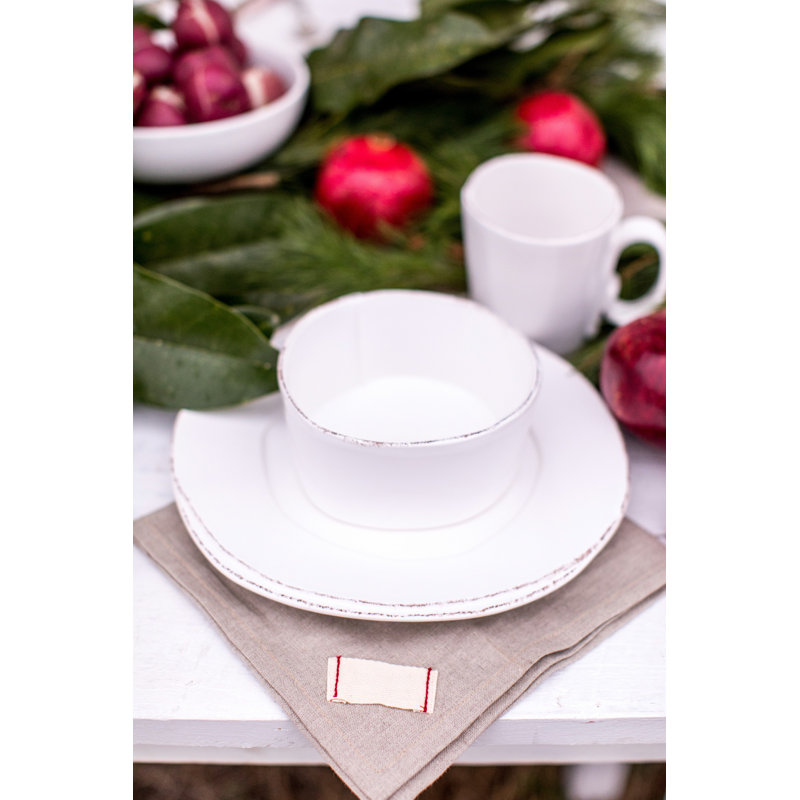Lastra Handmade Italian Stoneware Dinner Plate, White