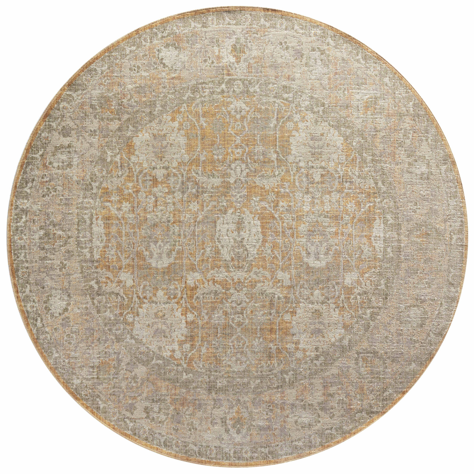 Chris Loves Julia x Loloi Rosemarie Gold Sand Rug, Round 5'