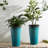 23.75"H Set of 2 Oversized Wavy Texture Turquoise Tall Plastic Planter-347168032