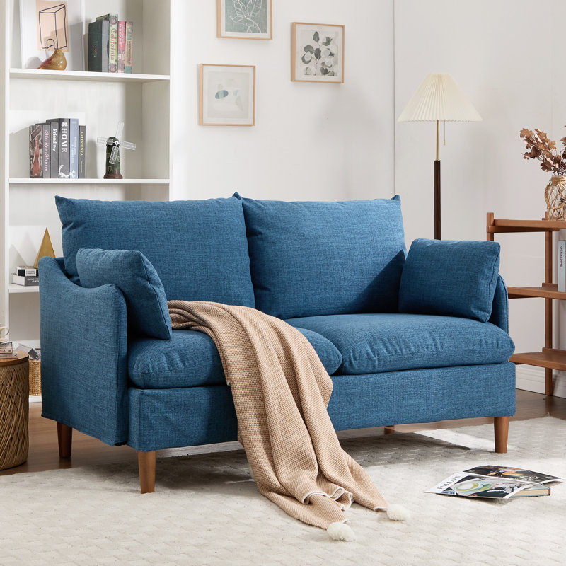 152cm 2 Seater Mordern Upholstered Loveseat Sofa, Blue