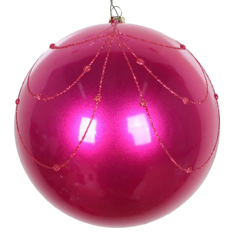 Ornement boule de rideau à paillettes bonbon, Fuchsia