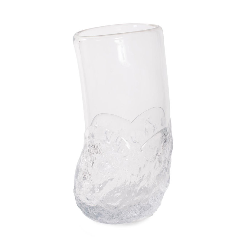 Portage Ice Clear Abstract Glass Vase- Tall, 13.5" H x 8.5" W x 6" D