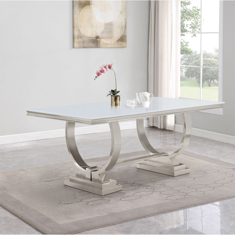 Table de salle à manger Mercy, Transparent / Argent