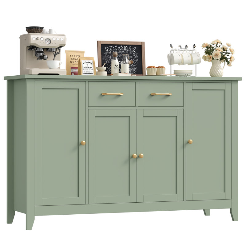 55.1'' Sideboard With 2 Drawers, Adjustable Shelves, Green