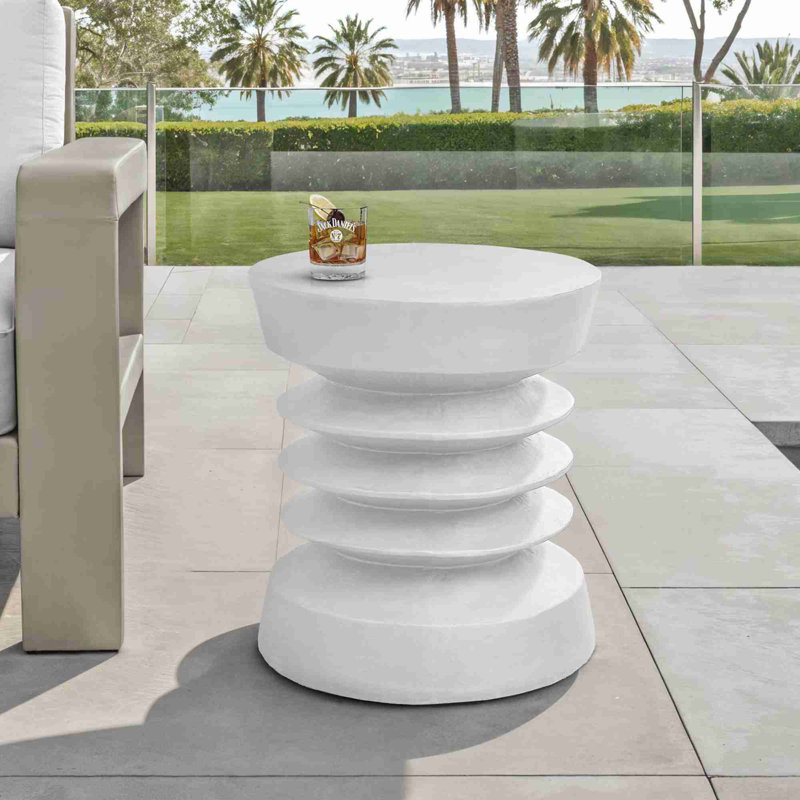 Table d'appoint moderne et ronde, Blanc