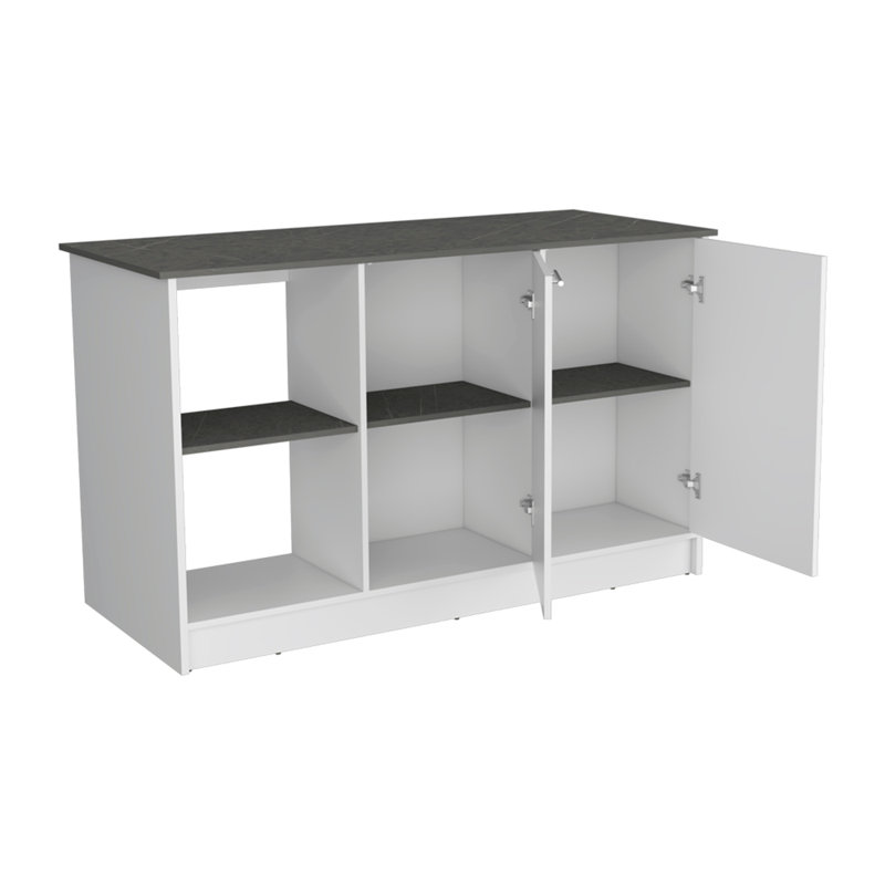 Kitchen Island Padua, Kitchen, White / Onyx, Onyx, White