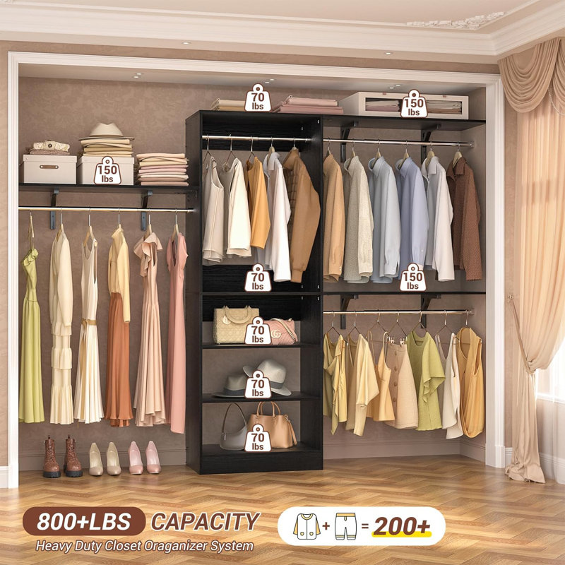  20"-96'' W Closet System Starter Kit, Black