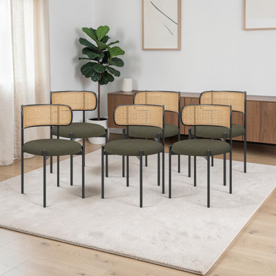 Chaises de salle à manger rembourrées, dossier en rotin, chaises de cuisine décoratives avec pieds en métal