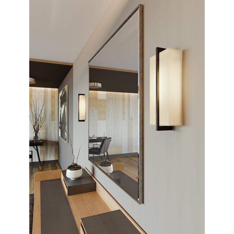 Leeroy Flush Mounted Sconce, Espresso, Linen White 