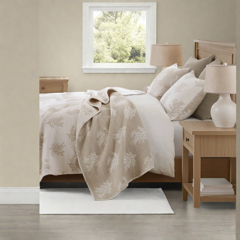 Ensemble de literie pour lit double réversible, courtepointe en polyester brun clair pour la maison